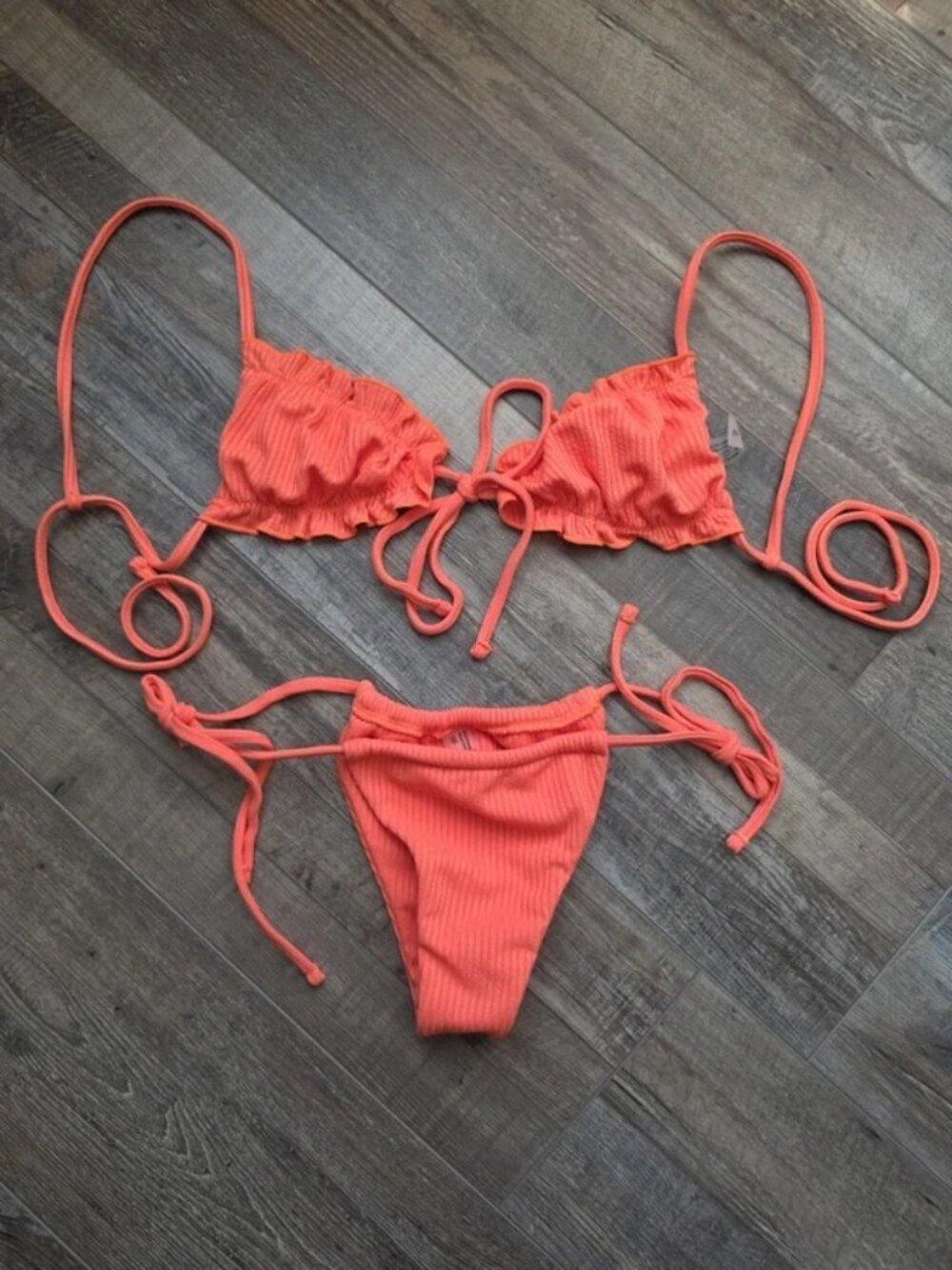 Shein bright orange bikini XS beach vacation summer